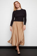 Beatrice Satin champagne Midi Skirt – Front View