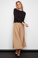 Beatrice Champagne Satin Midi Skirt – Front View