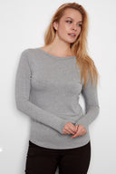 Juniper light grey melange Reversible Knit Jersey Top - Front View