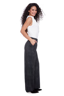 Black & Grey Amur Animal Print Ponte Wide-Leg Pant – Side View