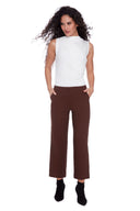 Brown Textured Techno Crop Pant – Front View