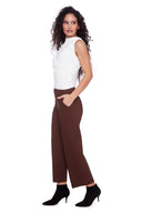 Brown Textured Techno Crop Pant – Side View