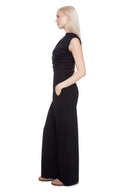 Black Textured Techno Wide-Leg Pant – Side View
