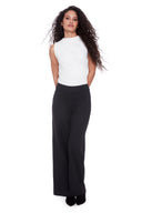 black Stripe Ponte Wide-Leg Pant - Front View