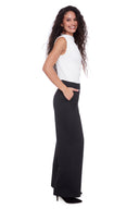 black Stripe Ponte Wide-Leg Pant - Side View