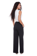 black Stripe Ponte Wide-Leg Pant - Back View