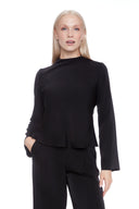 Black Bell-Sleeve Top – Front View