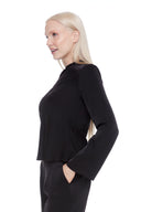 Black Bell-Sleeve Top – Side View