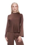Brown Bell-Sleeve Top – Front View
