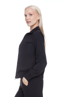 Black Vegan Silk Jacket – Side View