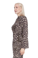 Animal Print Vegan Silk Bell-Sleeve Top – Side View