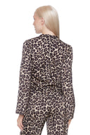 Animal Print Vegan Silk Bell-Sleeve Top – Back View