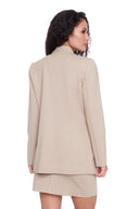Nevada Oatmeal Melange Ponte Blazer – Back View
