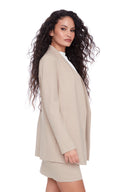 Nevada Oatmeal Melange Ponte Blazer – Side View