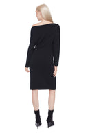 Black Butter Cowlneck Midi Dress – Back View