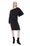 Black Butter Cowlneck Midi Dress – Front View
