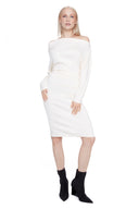 Ivory Butter Cowlneck Midi Dress – Front View