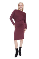 Merlot Butter Cowlneck Midi Dress – Front View