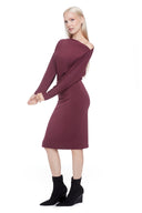 Merlot Butter Cowlneck Midi Dress – Side View