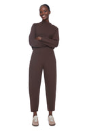 Brown Ponte Barrel Pant – Front View