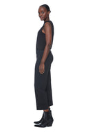 Black/White Stripe Ponte Straight-Leg Cuffed Cropped Pant – Side View