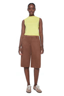 Tobacco Vegan Suede Jort - Front View