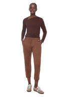 Tobacco Vegan Suede Straight-Leg Cropped Pant – Front View