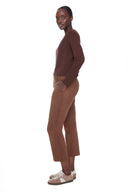 Tobacco Vegan Suede Straight-Leg Cropped Pant – Side View