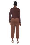 Tobacco Vegan Suede Straight-Leg Cropped Pant – Front View