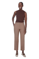 Biscuit Armani Twill Belted Ankle Pant – Front View