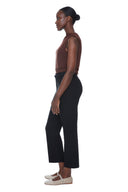 Black Armani Twill Belted Ankle Pant – Side View