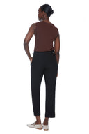 Black Armani Twill Belted Ankle Pant – Back View