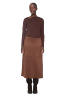Vegan Tobacco Suede Midi Skirt – Front View