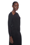 Black Provence Cut-Out Long-Sleeve Top – Side View