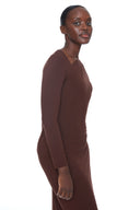 Brown Provence Cut-Out Long-Sleeve Top – Side View