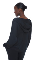 Black Butter Hooded Foldover Top - Back View