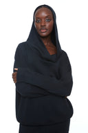 Black Butter Hooded Foldover Top - Front View