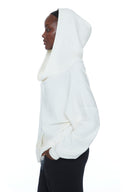 Ivory Butter Hooded Foldover Top - Side View