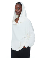 Ivory Butter Hooded Foldover Top - Front View