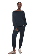 Black Butter Hooded Foldover Top - Front View