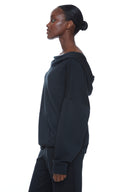 Black Butter Hooded Foldover Top - Side View
