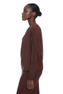 Brown Provence Dolman-Sleeve Top – Side View