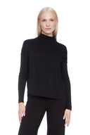 Black Knit Jersey Long-Sleeve Turtleneck – Front View