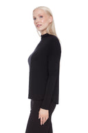 Black Knit Jersey Long-Sleeve Turtleneck – Side View