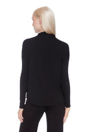 Black Knit Jersey Long-Sleeve Turtleneck – Back View