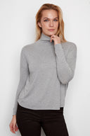 light Grey melange  Knit Jersey Long-Sleeve Turtleneck – Front View
