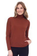 Paprika Knit Jersey Long-Sleeve Turtleneck – Front View