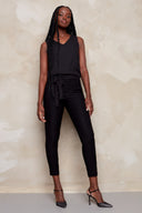 Dove Chiffon Sleeveless Top in Black – Front View
