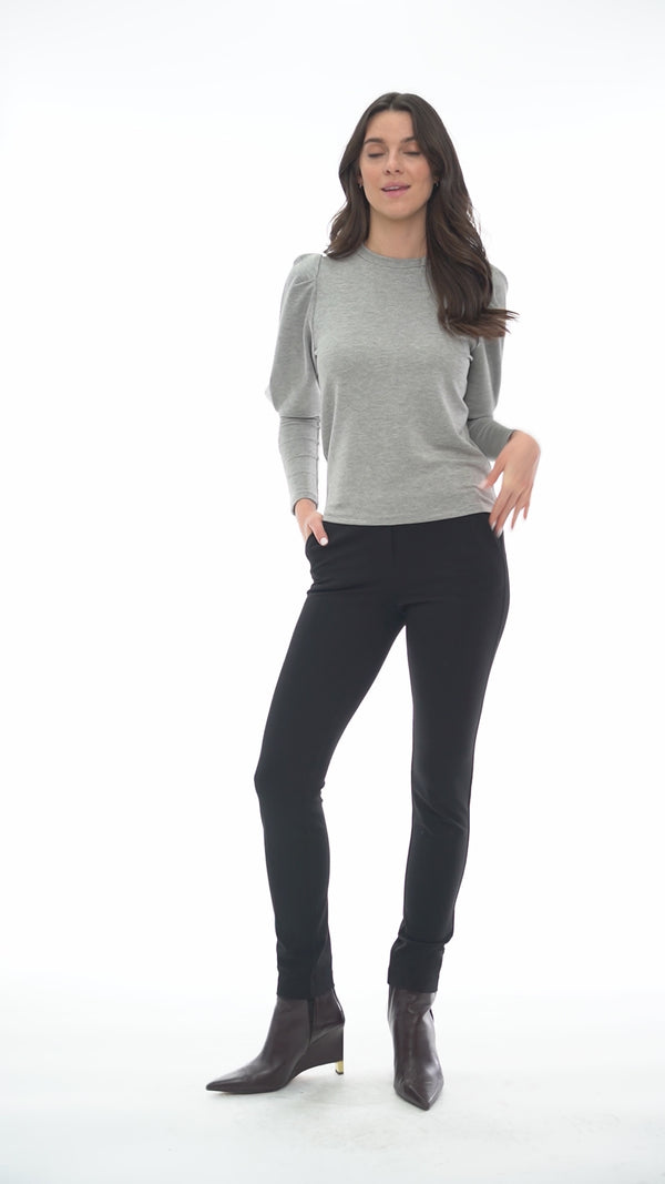 Penelope Balloon Sleeve Top in Light Grey Melange – Video